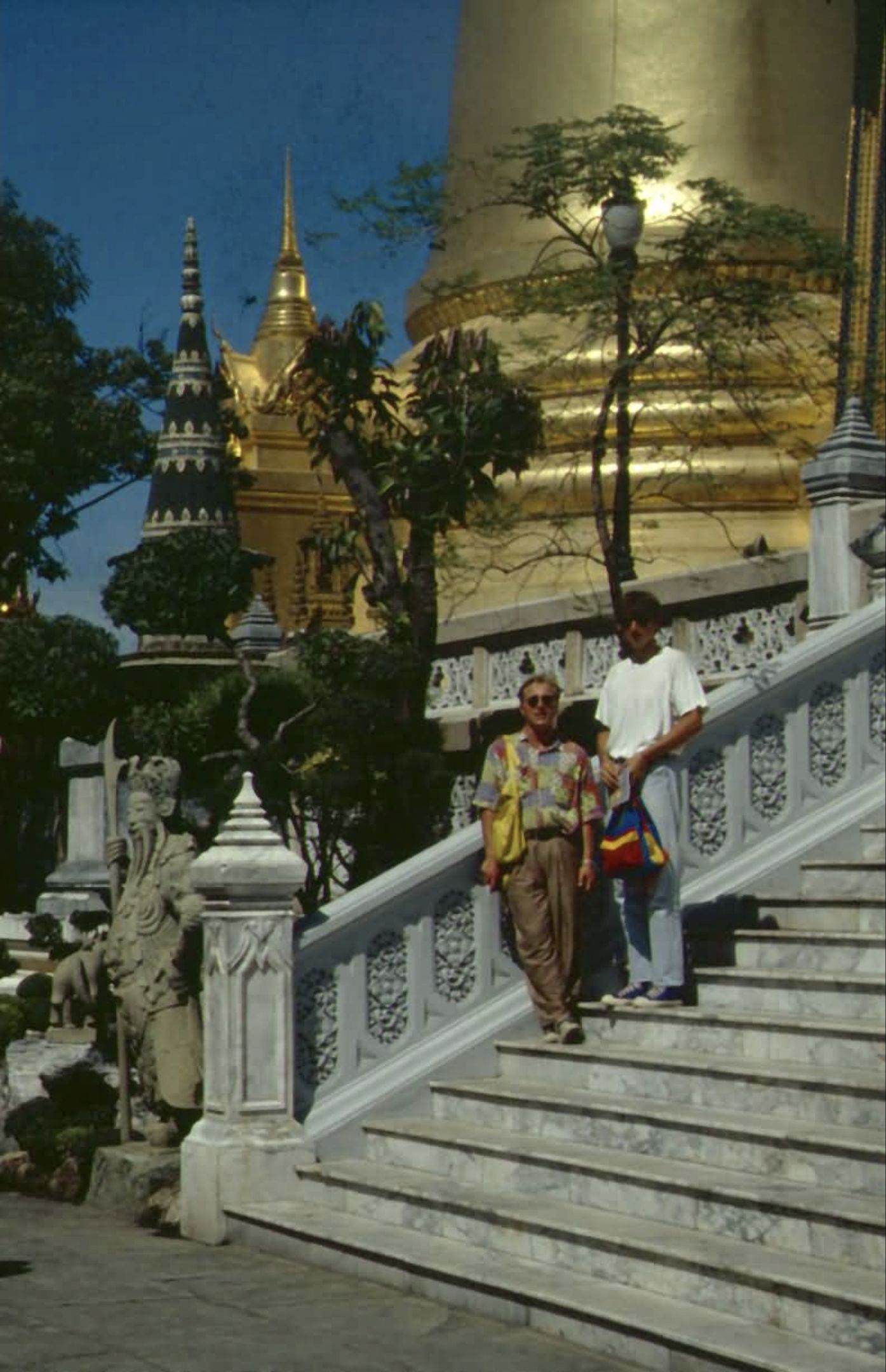 In front of a golden temple in Bangkok